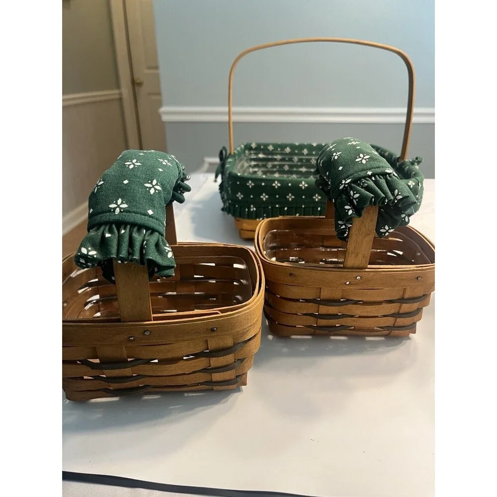5 Longaberger Basket Pie Bee Small Key Sage Green Traditions Liner Protectors